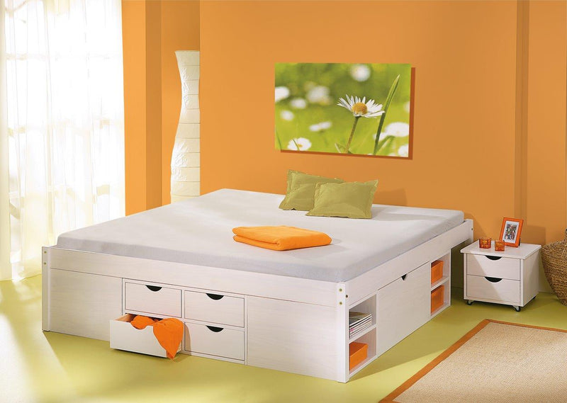 Funktionsbett Till 140 x 200 Kiefer Massivholz weiß