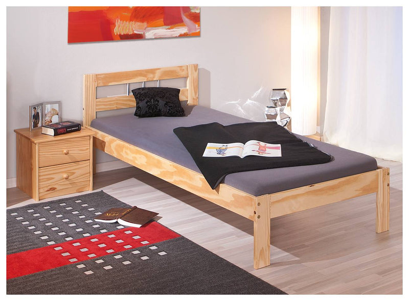 Bett Einzelbett JANA Kiefer Massivholz 90 x 200 cm natur lackiert