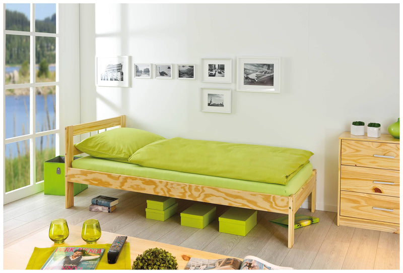 Bett Einzelbett JANA Kiefer Massivholz 90 x 200 cm natur lackiert