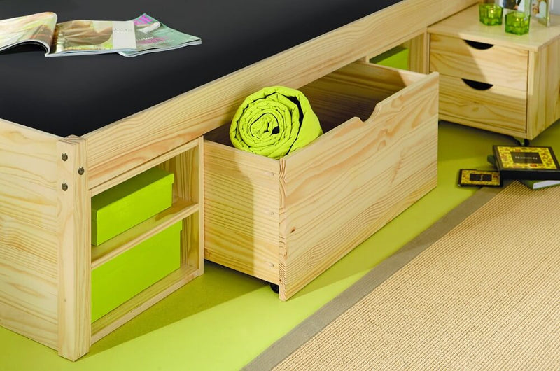 Funktionsbett Jugendbett Claas 140 x 200 Kiefer massiv natur lackiert