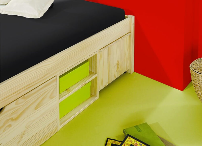 Funktionsbett Jugendbett Claas 140 x 200 Kiefer massiv natur lackiert