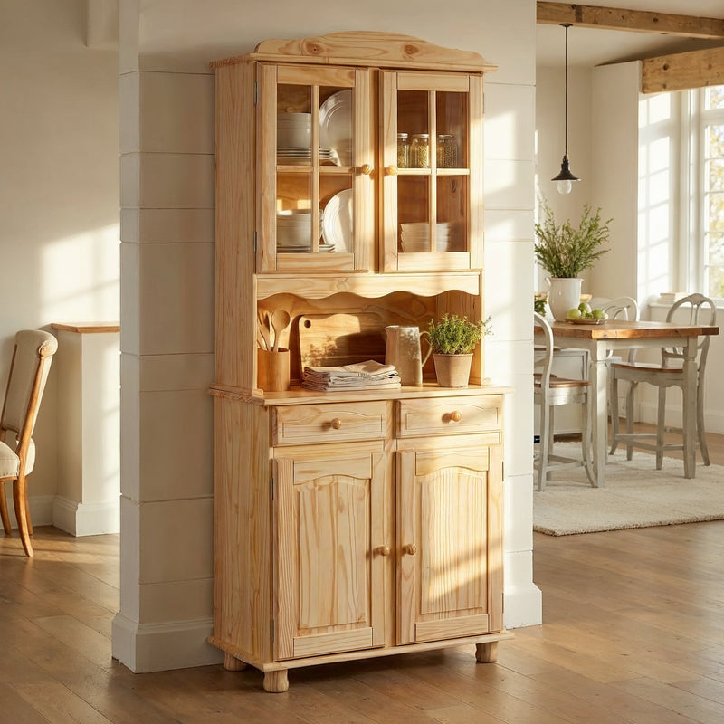 Buffet Vitrine ALICANTE Geschirrschrank Kiefer massiv lackiert