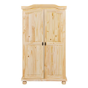 Kleiderschrank Dielenschrank Genf aus Kiefernholz mit zwei zweigeteilten Türen in Gesamtansicht.