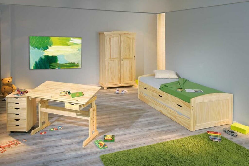 Kinderbett Marinella 90 x 200 Kiefer massiv lackiert mit Schubladen
