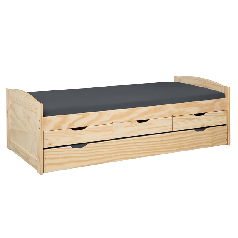 Funktionsbett Marinella 90 x 200 Kiefer massiv mit Schubladen
