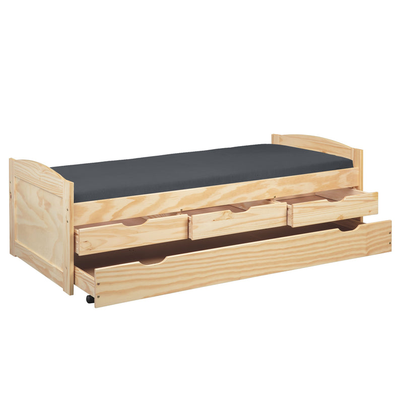 Funktionsbett Marinella 90 x 200 Kiefer massiv mit Schubladen