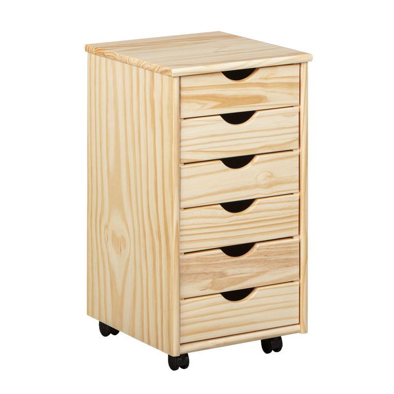 Rollcontainer NILS Kiefer Massivholz Natur mit 6 Schubladen