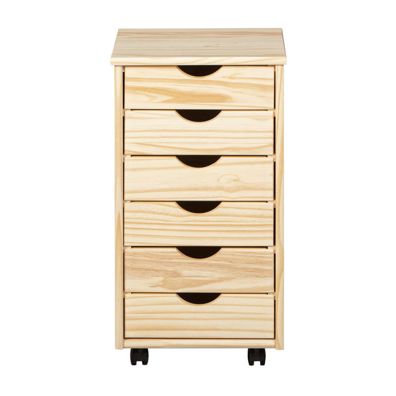 Rollcontainer NILS Kiefer Massivholz Natur mit 6 Schubladen