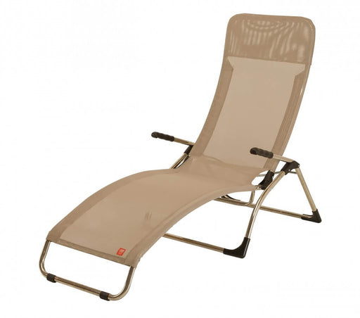 SAMBA Kippliege Bäderliege Gartenliege von FIAM in Taupe mit Aluminiumgestell in Silber, Gesamtansicht.