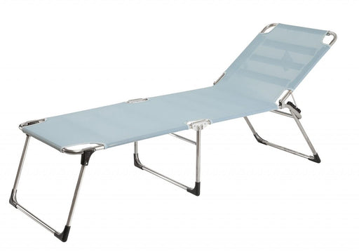 Sonnenliege Gartenliege AMIGO 40 PLUS von FIAM in Aqua mit silbernem Aluminium-Gestell, Gesamtansicht.