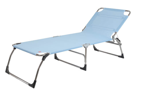 Sonnenliege Gartenliege AMIGO BIG von FIAM in Meerblau mit silbernem Aluminium-Gestell, Gesamtansicht.