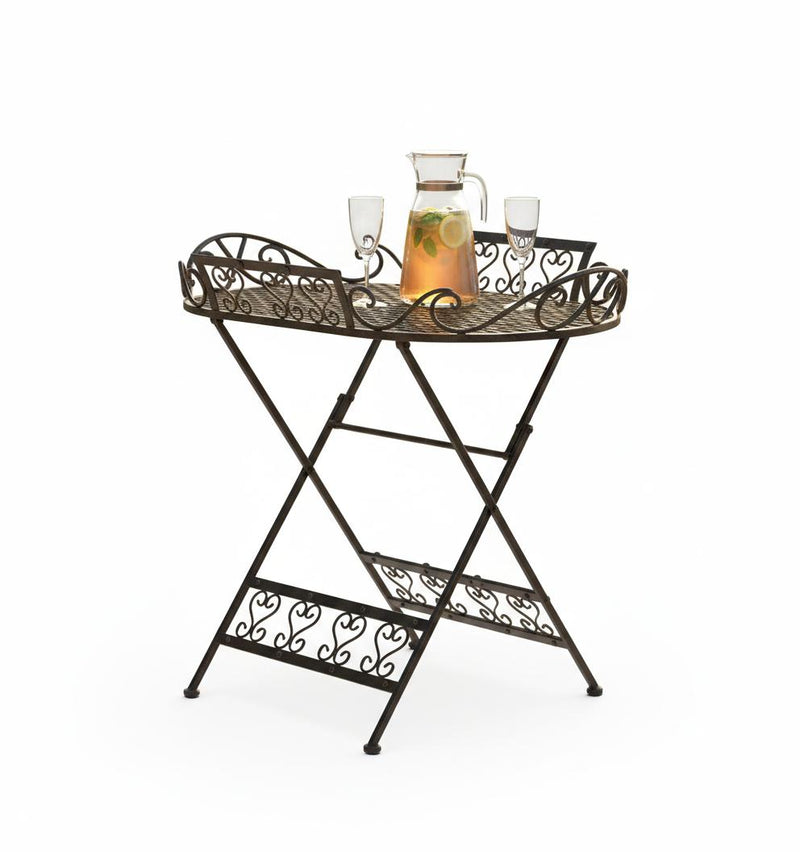 Klapptisch Tabletttisch COVELO in Eisen antik braun lackiert