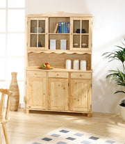 Buffet Vitrine TOSCANA Kiefer Massivholz Küchenbuffet natur lackiert