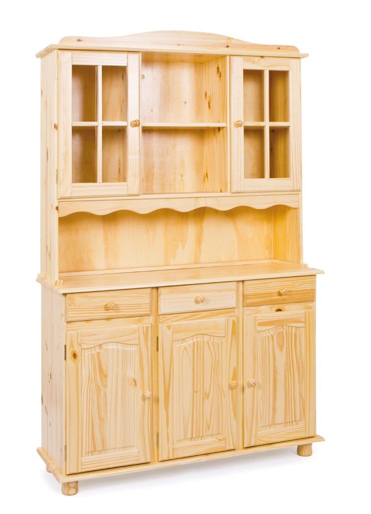 Buffet Vitrine TOSCANA Kiefer Massivholz Küchenbuffet natur lackiert
