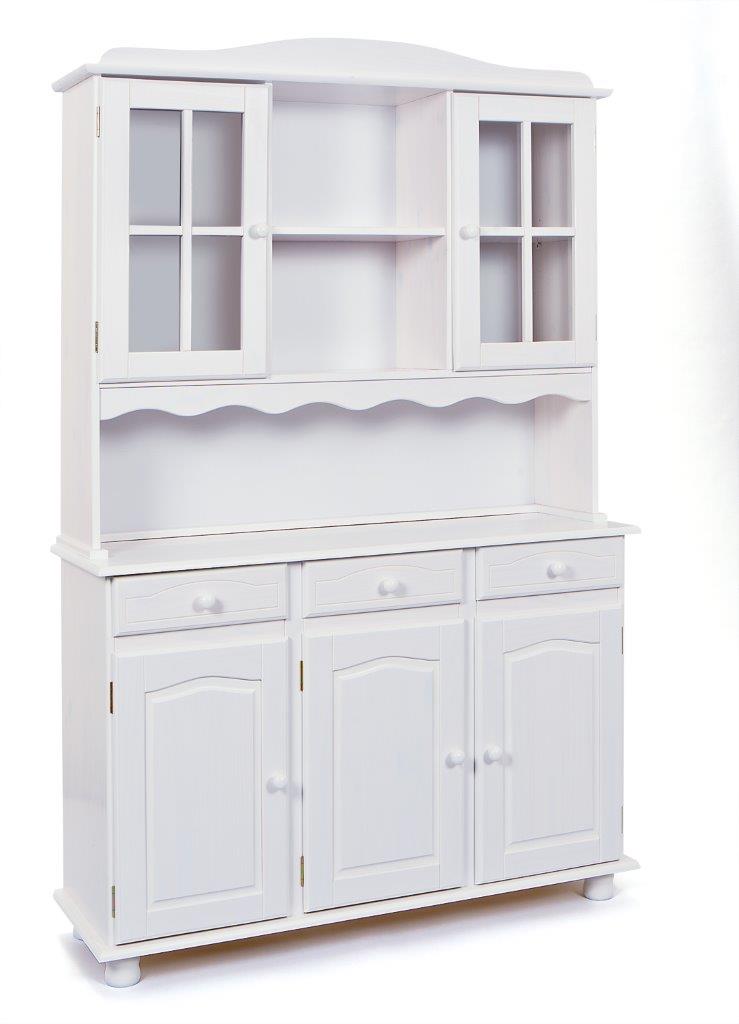 Buffet Vitrine SIENA Kiefer Küchenbuffet weiß lackiert