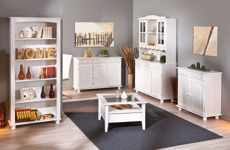 Buffet Vitrine SIENA Kiefer Küchenbuffet weiß lackiert