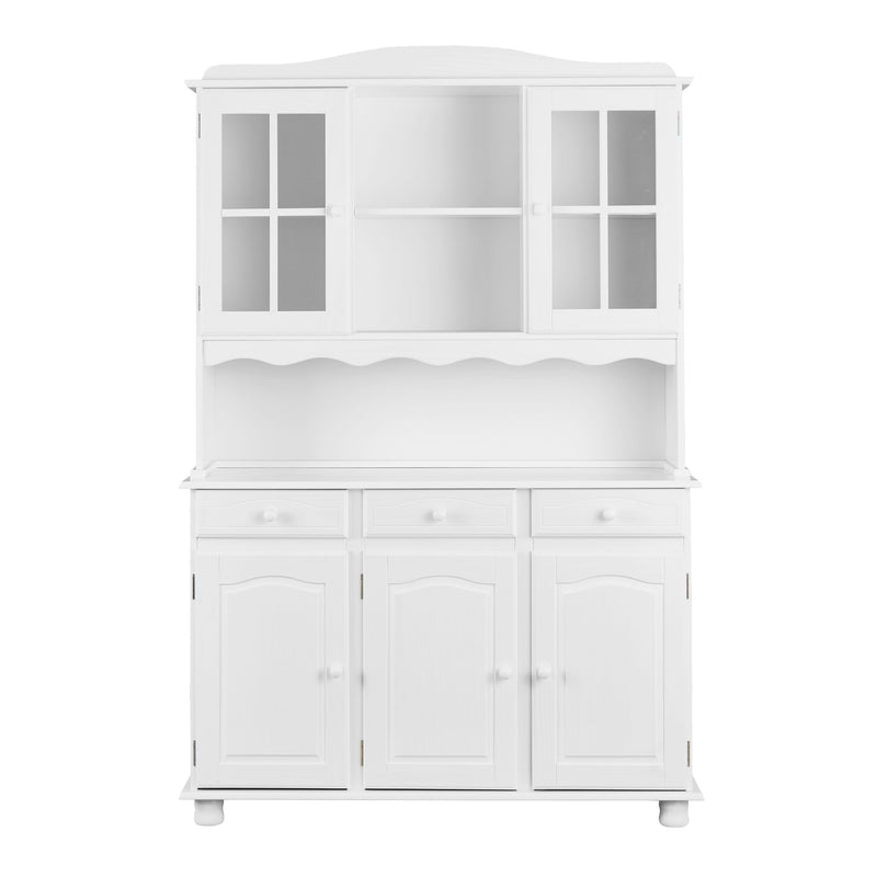 Buffet Vitrine SIENA Kiefer Massivholz weiß lackiert Landhausstil