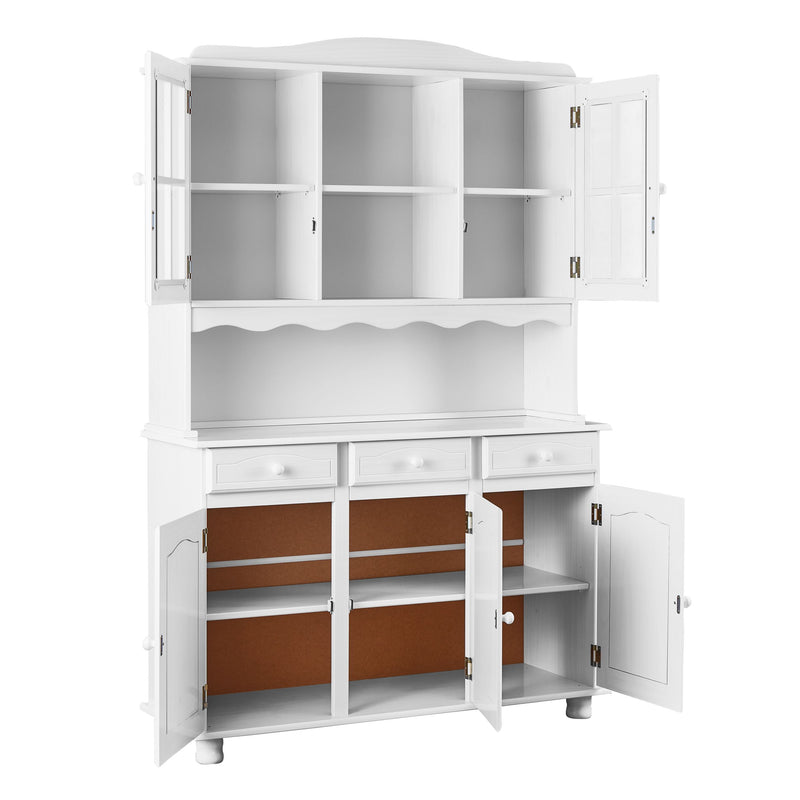 Buffet Vitrine SIENA Kiefer Massivholz weiß lackiert Landhausstil