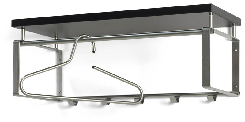 Garderobe Wandgarderobe Rex 3 in Nickeloptik Hutablage in Schwarz