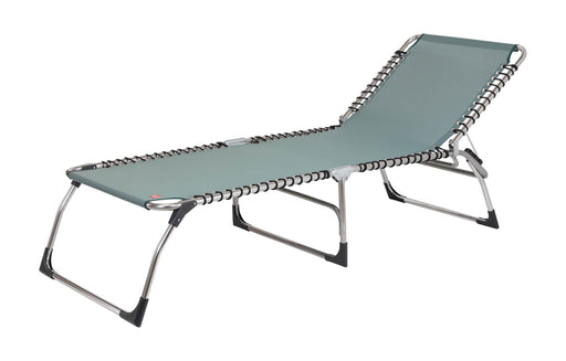 Sonnenliege AMIGO XXL in Salbei mit silberfarbenem Aluminium-Gestell und Textilene-Liegefläche, Gesamtansicht.