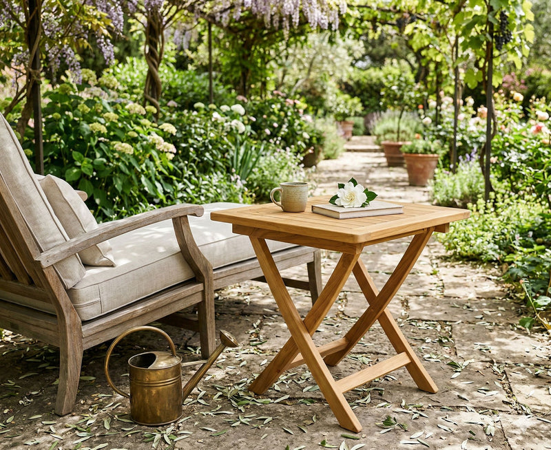 Klapptisch Beistelltisch Gartentisch in Premium Teak