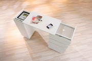Laptop Office Schreibtisch weiß 3 Schubläden 1 Tür rollbar