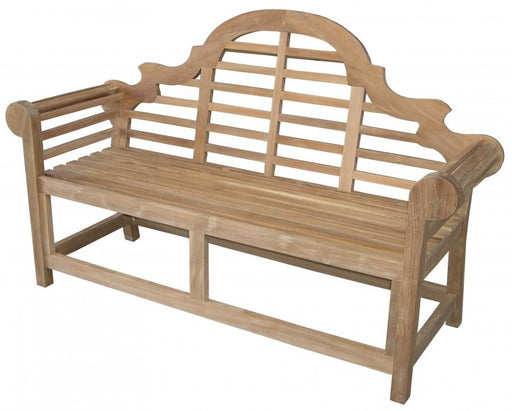 Gartenbank Malboro Bank 3-sitzer 197 cm aus Teak mit geschwungenem Rückenlehnen-Design, Gesamtansicht.