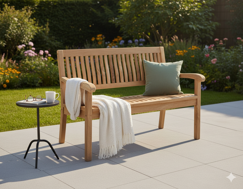 Stabile 2-sitzer Gartenbank Kingsbury in Premium Teak 120 cm