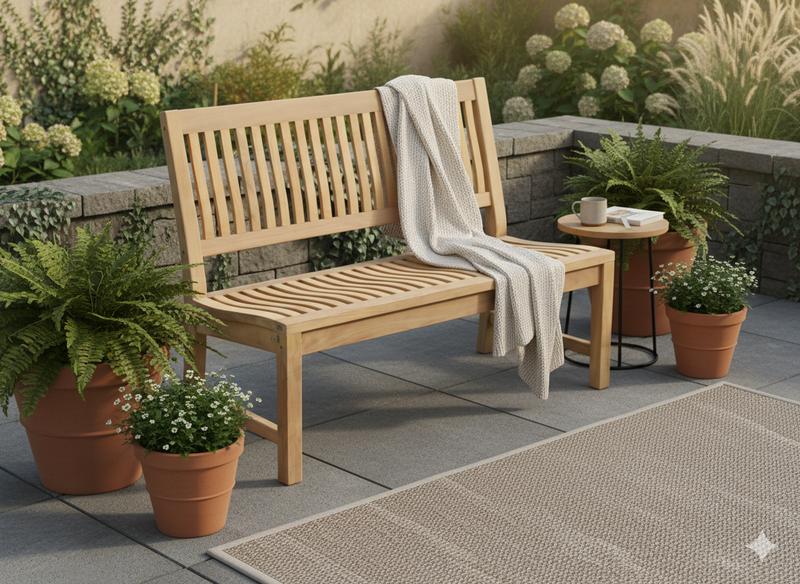 Massive Teakholzbank Kingsbury 120 cm – Gartenbank ohne Armlehne