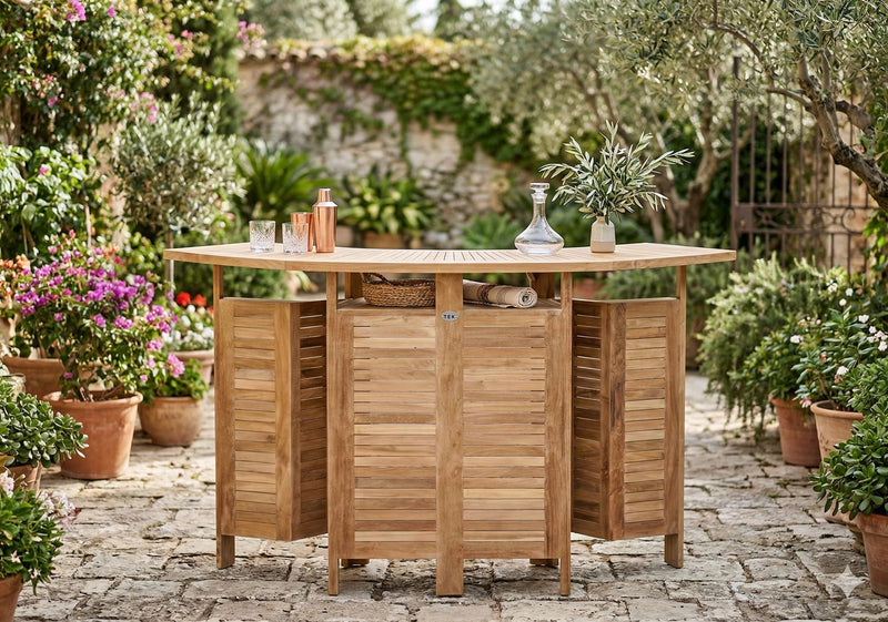 Bar Gartenbar Hausbar Poolbar in premium Teak zusammenklappbar