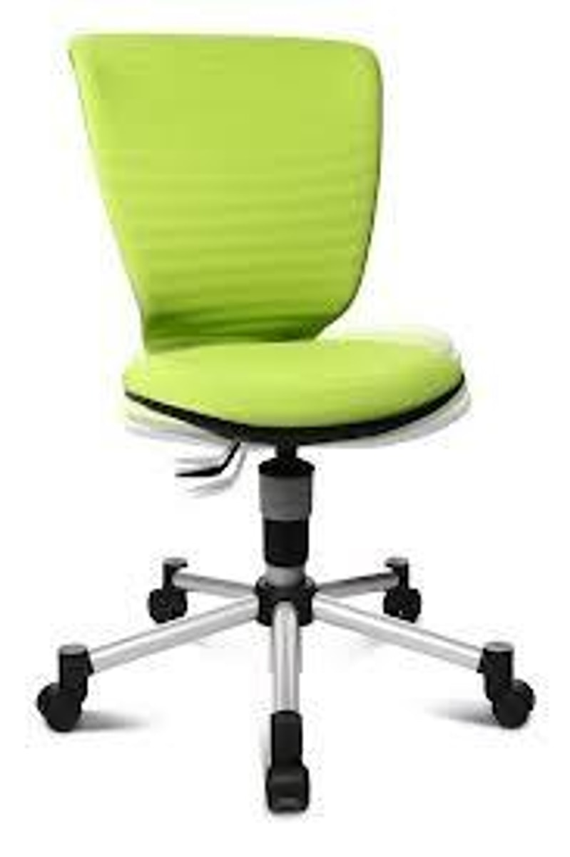 Drehstuhl Titan Junior 3D Grün in Gesamtansicht mit grünem Polster und schwarzem Drehkreuz.