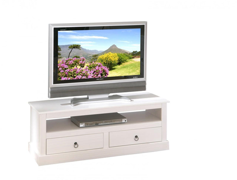TV-Board PROVENCE Kommode mit 2 Schubladen Kiefer massiv weiß