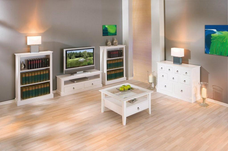 TV-Board PROVENCE Kommode mit 2 Schubladen Kiefer massiv weiß
