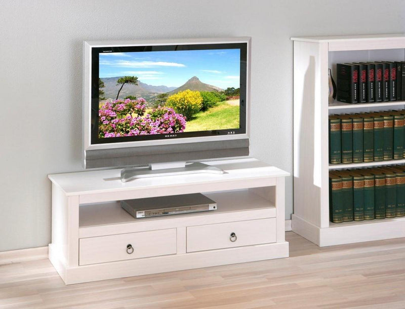 TV-Board PROVENCE Kommode mit 2 Schubladen Kiefer massiv weiß