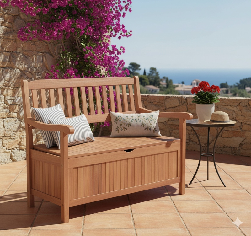 Gartenbank mit Stauraum | 2-Sitzer | Praktische Truhe integriert