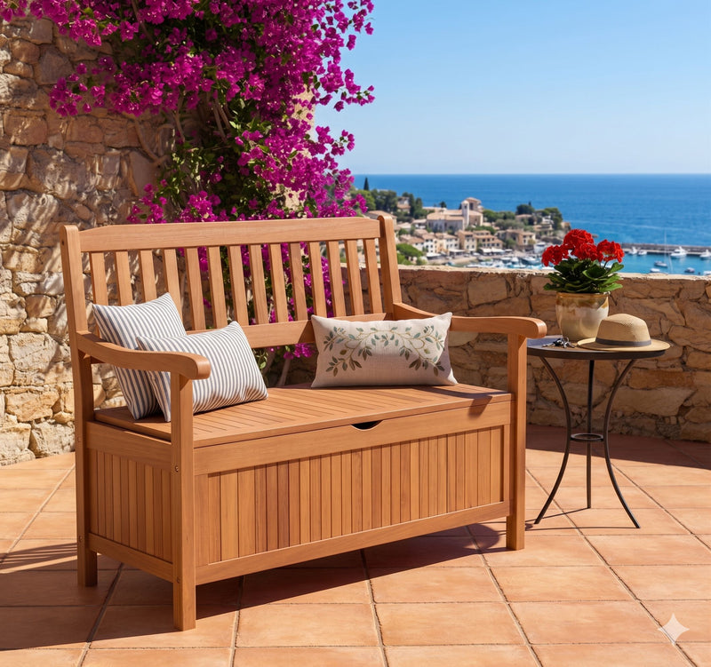 Gartenbank Houston mit Stauraum | 2-Sitzer | mit praktischer Truhe