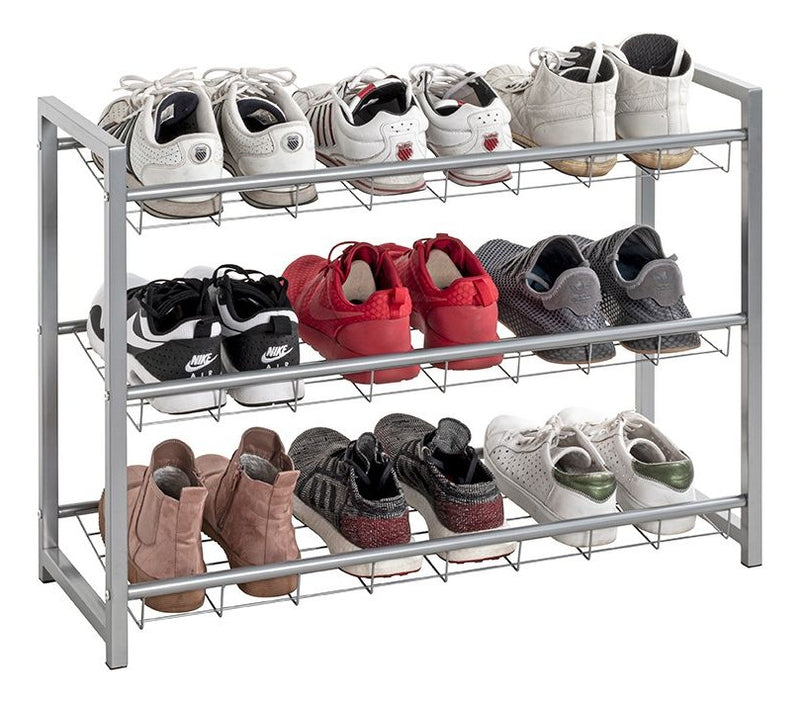 Haku Schuhregal für 12 Paar Schuhe aus alufarbenem Stahlrohr