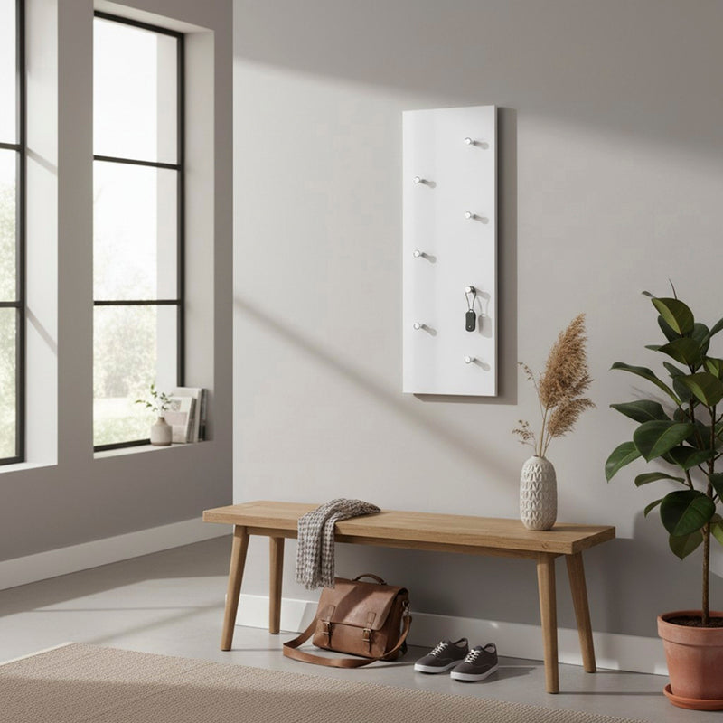 Haku Wandgarderobe mit 7 Haken, weiß-chrom im Hoch- und Querformat