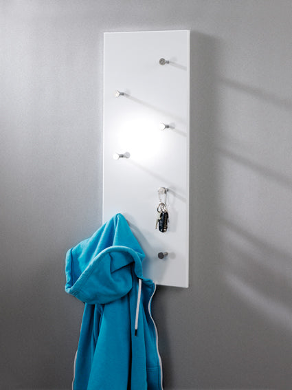 Haku Wandgarderobe mit 7 Haken, weiß-chrom im Hoch- und Querformat