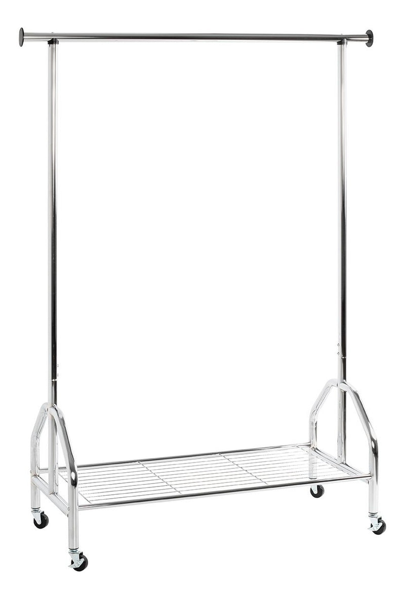 Haku Rollgarderobe Chrom mit Kleiderstange und Schuhablage