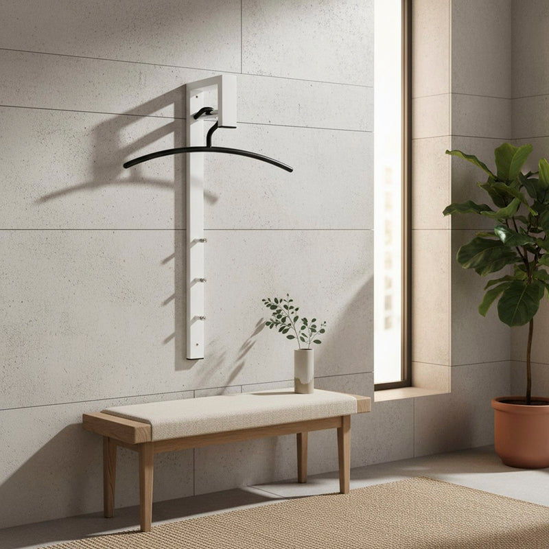 Wandgarderobe mit 3 Haken, weiß-chrom aus Stahlrohr, modern – Ansicht 2