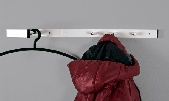 Wandgarderobe mit 3 Haken, weiß-chrom aus Stahlrohr, modern – Ansicht 3