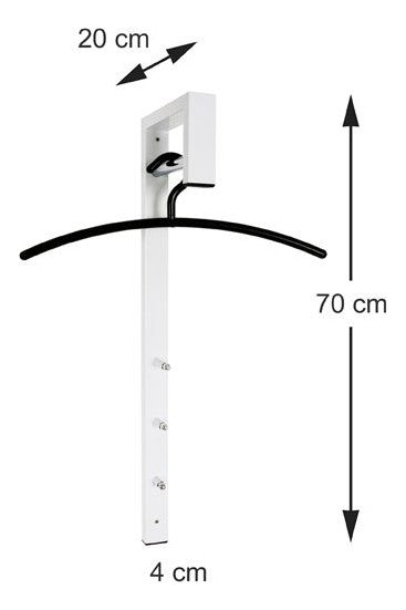 Wandgarderobe mit 3 Haken, weiß-chrom aus Stahlrohr, modern – Ansicht 5