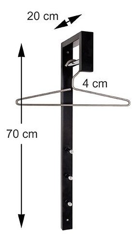 Haku Wandgarderobe mit 3 Haken, Stahlrohr schwarz, Stange chrom