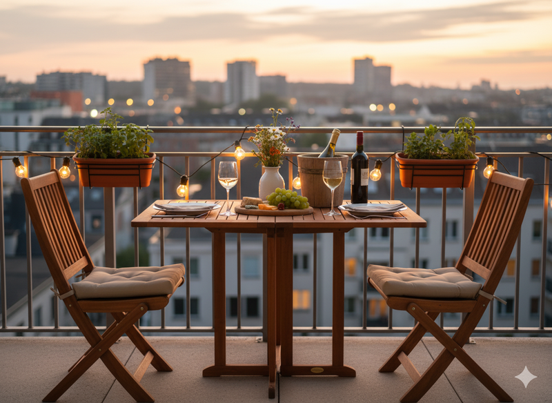 Balkontisch klappbar 120x70 cm - Platz auch auf den kleinsten Balkon
