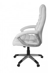 VALENCIA Bürostuhl Kunstleder Weiß ergonomisch mit Kopfstütze