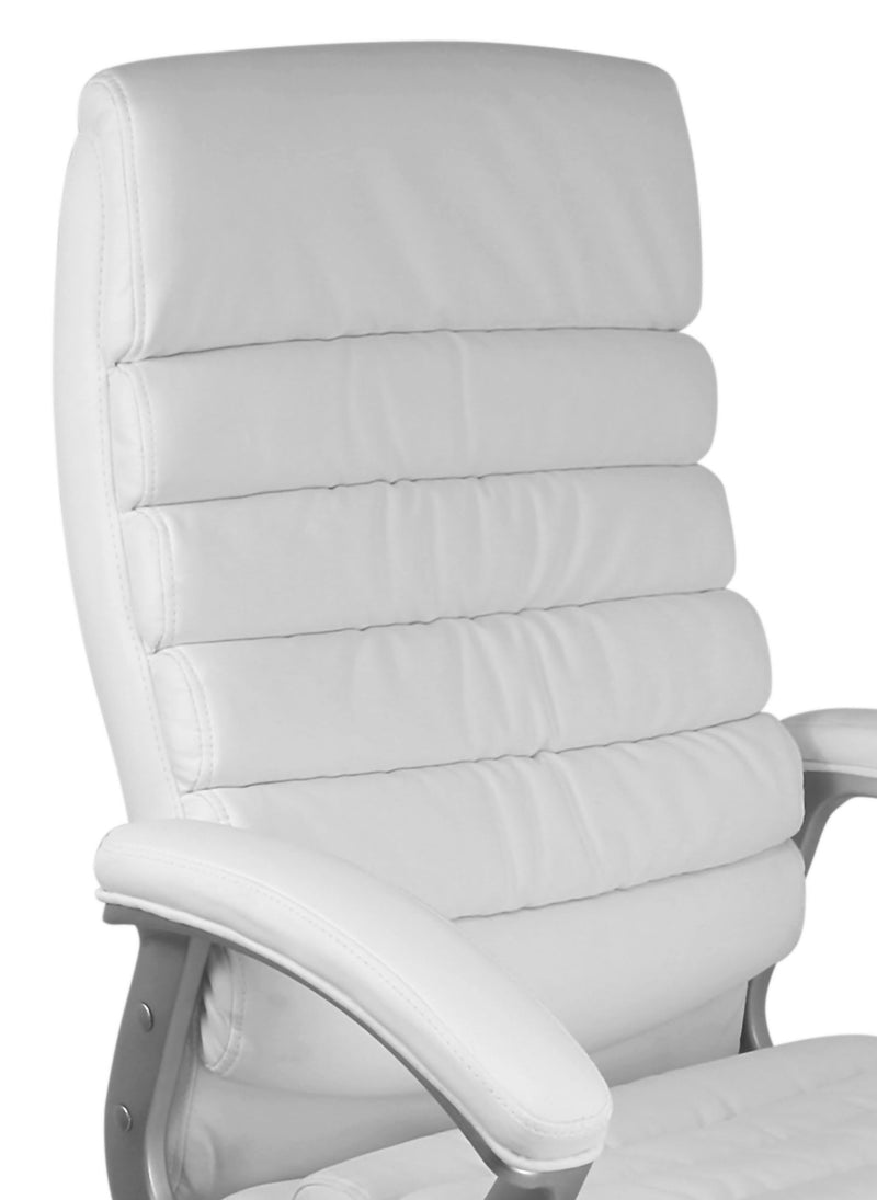 VALENCIA Bürostuhl Kunstleder Weiß ergonomisch mit Kopfstütze