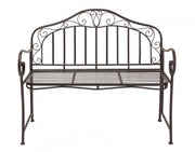 Metallbank MARTINO 110 cm Eisenbank mit Armlehne dunkel antik lackiert