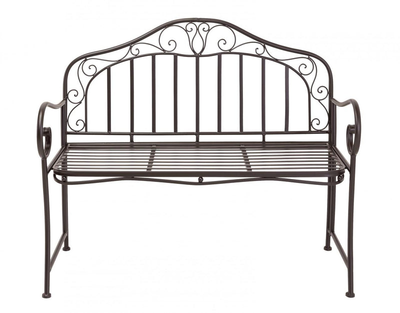 Metallbank MARTINO 110 cm Eisenbank mit Armlehne dunkel antik lackiert