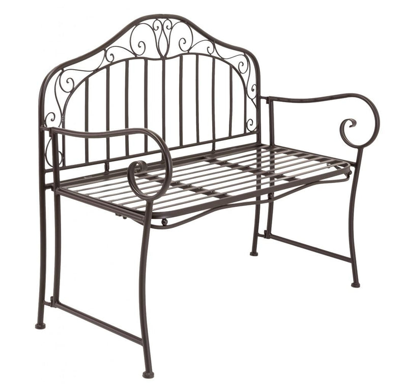Metallbank MARTINO 110 cm Eisenbank mit Armlehne dunkel antik lackiert